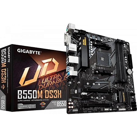 Placa Mãe Gigabyte B550M DS3H Chipset B550 AMD AM4 mATX DDR4