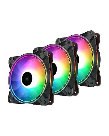 Kit Fan com 3 Unidades DeepCool RGB Led Fan 120mm CF120 Plus