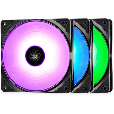 Kit Fan com 3 Unidades DeepCool RGB Led Fan 120mm - RF120