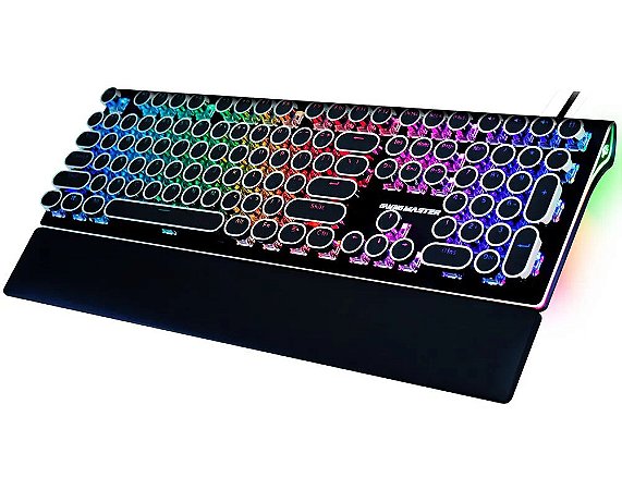 Teclado Gamer K-mex Steampunk KMM8 Mecânico Switch Blue RGB