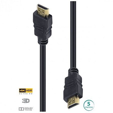 Cabo Hdmi 2.0 4K Ultra Hd 3D Conexão Ethernet 5 Metros Vinik  - H20-5