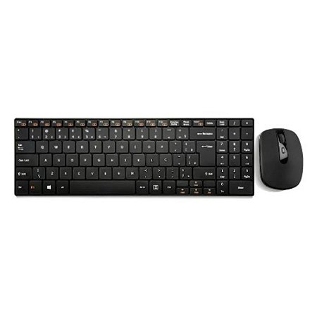 Teclado e Mouse Sem Fio Multilaser Multimídia Slim 2.4Ghz ABNT2 Preto - TC202