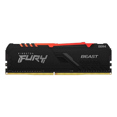 Memória Kingston Fury Beast RGB 8GB 3200MHz DDR4 CL16 Preto - KF432C16BBA/8