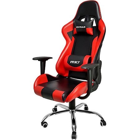Cadeira Gamer MyMax MX7 Giratória Encosto Reclinável Preto/Vermelho - MGCH-MX7/RD