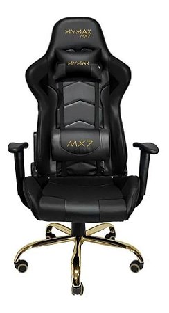 Cadeira Gamer MX7 Giratória Encosto Reclinável Preto/Gold MGCH-002/BK
