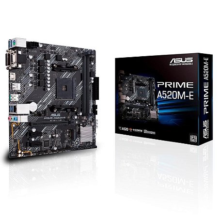 Placa mãe Asus Prime A520M E AMD AM4 mATX DDR4 P/ Ryzen