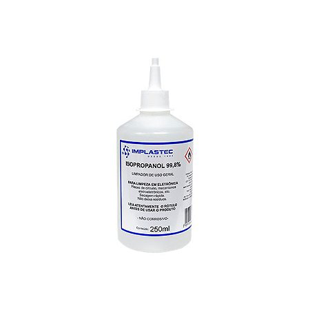 Álcool Isopropílico 250ML c/ bico aplicador Isopropanol 99,8%