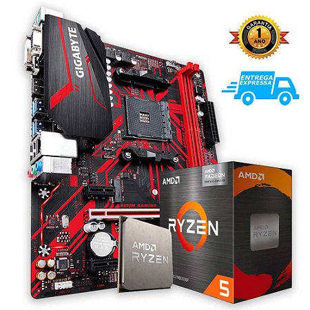 Kit Processador AMD Ryzen 5 5600G Placa mãe Gigabyte B450M