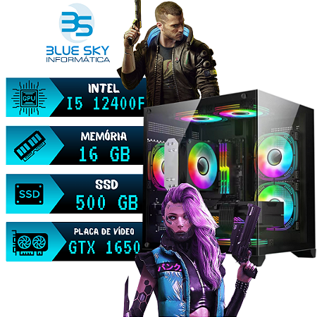 Computador Gamer Intel I5 10400F, 16GB DDR4, SSD 500GB Nvme, GTX 1650 4GB