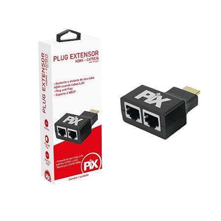 Plug Extensor HDMI Cat5e Cat6 20M Plug PIX - 075-0897