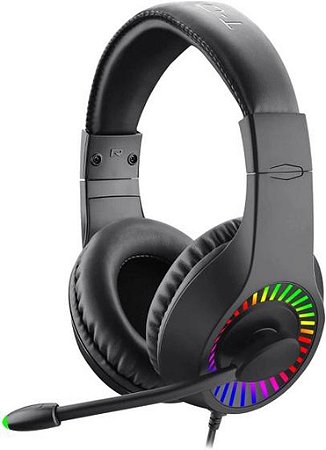 Fone Headset Gamer T-dagger Caspian Preto RGB c/Mic T-RGH211