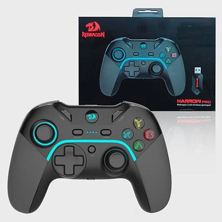 Controle Joystick Sem Fio Redragon Harrow Pro Preto