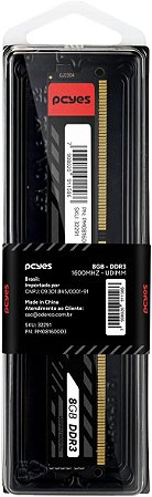 Memória Pcyes UDIMM 8GB (1x8GB) DDR3 1600MHz PM081600D3