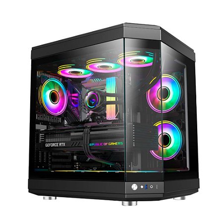 Gabinete Gamer Liketec Unreal Dark Lateral Vidro RGB - Preto