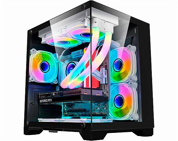 Gabinete Gamer K-MEX Space Aqua CG-10KN Preto M-ATX Sem FAN