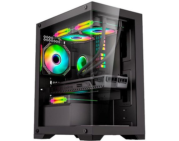 Gabinete Gamer K-mex Poseidon CG-12H5 Preto M-ATX Sem FAN