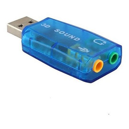 Adaptador De Som Usb 2.0 Externo Virtual 7.1 Canais Azul