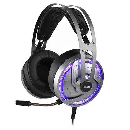Fone Headset Gamer Evus F-05 Led Colors RGB e Cinza