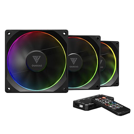 Kit 3 Fans Gamdias Aeolus M3-1203R RGB 120mm Com Controlador