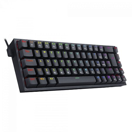 Teclado Mecânico Gamer Redragon Castor Preto RGB Switch Azul