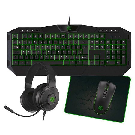Kit Hoopson Gamer 4 Em 1 Teclado Headset Mouse Mousepad Verd