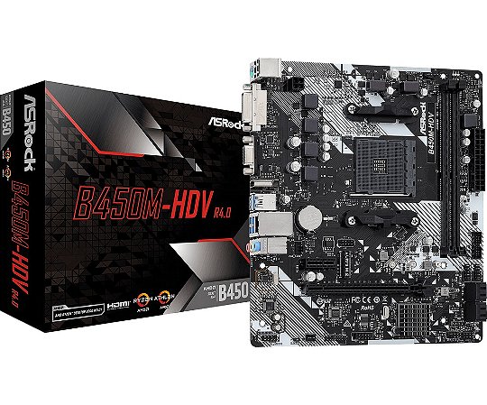 Placa Mãe ASRock B450M-HDV R4.0 DDR4 AMD AM4 Micro ATX