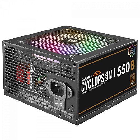 Fonte Gamdias Cyclops M1-550B 550W RGB 80 Plus Bronze Teclab