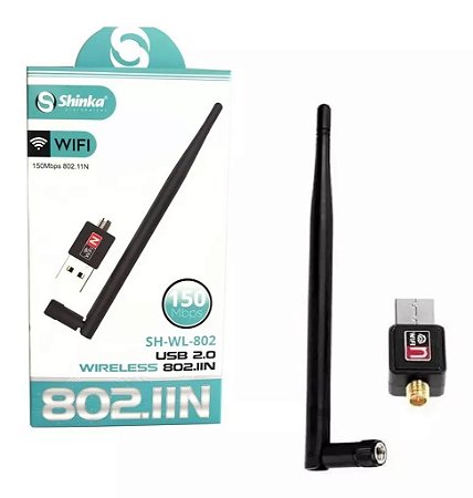 Antena Shinka Wifi Adaptador Wireless USB 150Mbps Preto