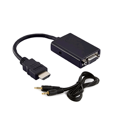 Cabo da MD9 HDMI Macho X HDB15 Fêmea Com Áudio 15cm Preto