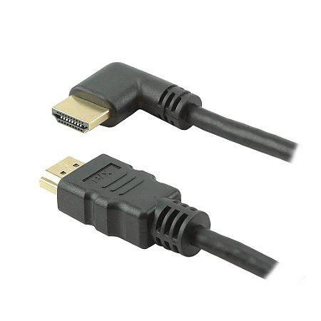 Cabo HDMI 2 Metros Versão 20 4K 19 Pinos Plug 90 Graus Preto