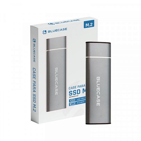 Case para SSD Bluecase M.2 NGFF Sata Cinza USB-C  5GB/S
