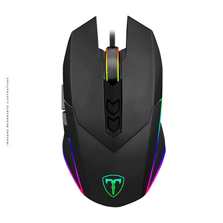 Mouse Gamer T-DAGGER Lieutenant Ambidestro RGB Preto Com Fio