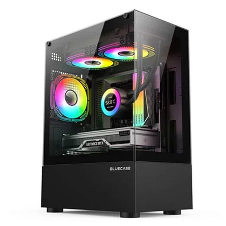 Gabinete Gamer Bluecase Bg-053 Nuker Lateral De Vidro Preto