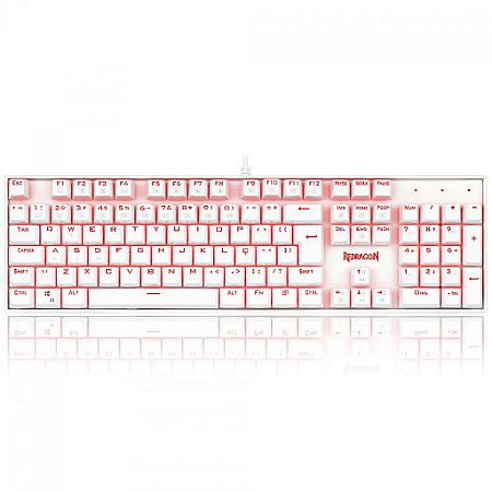 Teclado Mecânico Gamer Redragon Mitra Branco Switch Vermelho