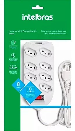 Filtro de Linha Intelbras com 8 tomadas EPE 1008+ Branco