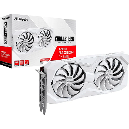 Placa Vídeo ASRock RX 6600 White AMD 8GB GDDR6 128Bits HDMI