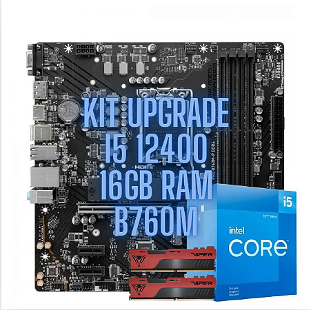 Kit Upgrade Intel i5 12400 Placa mãe B760M Memória 16GB DDR5