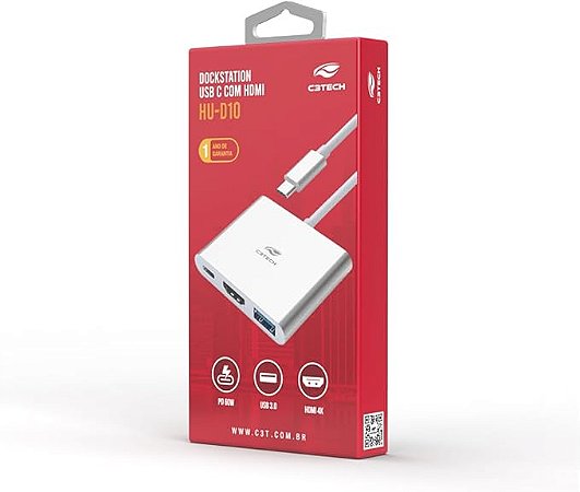 Hub USB-c 3.0 C3Tech HU-D10SI Com 3 Portas de saida USB 3.0