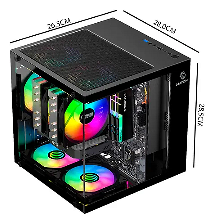 Gabinete Mini Gamer GB1787 Preto 3 Fans Rgb Micro-Atx ITX