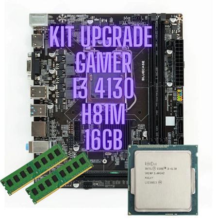 Kit Upgrade Gamer Placa mãe CPU Intel i3 4130 Memória 16GB