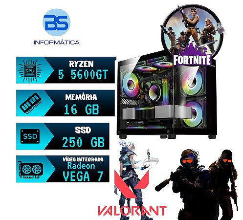 PC Gamer BS Info AMD Processador Ryzen 5 5600GT Memória 16GB DDR4 SSD 250GB 550W