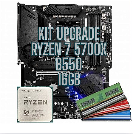 Kit Upgrade Placa mãe B550 CPU AMD 5700X Memória DDR4 16GB