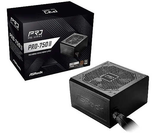 Fonte Asrock Pro 750w 80 Plus Bronze Atx 3.1 Preto Pro-750b