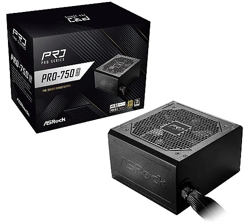 Fonte Asrock Pro 750w 80 Plus Gold Atx 3.1 Preto Pro-750g