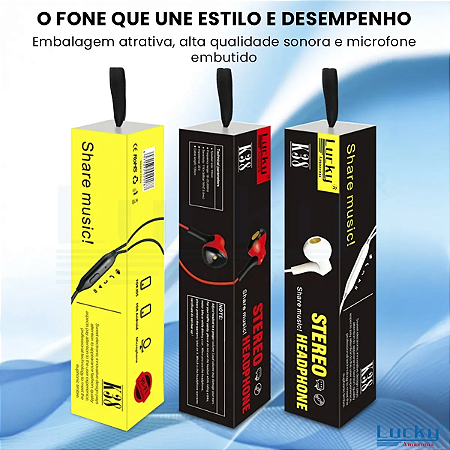 Fone De Ouvido P2 L38 Som Potente Microfone Embutido LU-L38