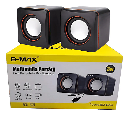 Caixa De Som Multimídia Portátil Para Desktop B-Max BM-S205