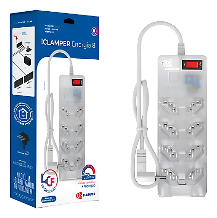 Filtro Linha DPS - iClamper 8 Tomadas 2P+T Transparente