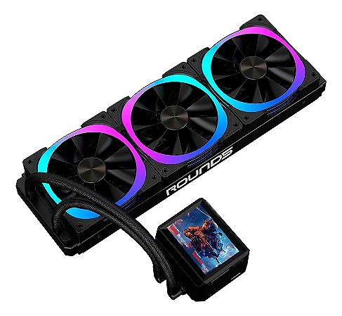 Water Cooler Gamer Round5 Notus 360 Argb Com Display Preto