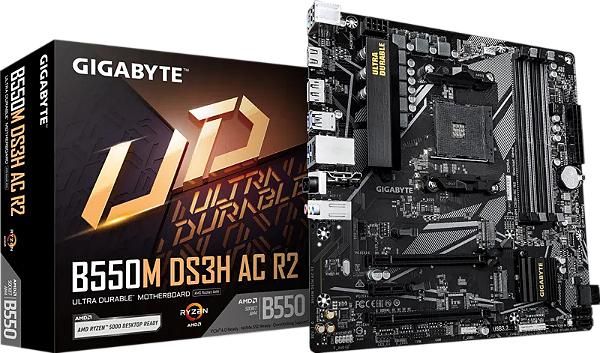 Placa Mãe Gigabyte B550M DS3H AC R2  AMD B550 AM4 MATX DDR4