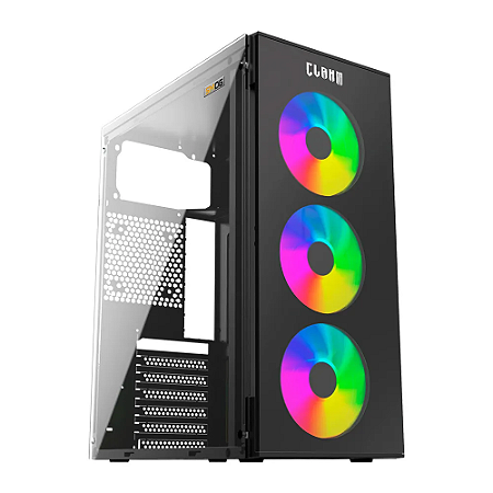 Gabinete Gamer Clanm Smog Mid Tower Preto Sem Fans Vidro Temperado